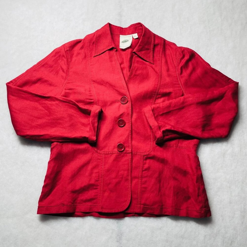 Nurture Womens Red Relaxed Fit Lightweight Holiday Career Jacket Blazer Size M